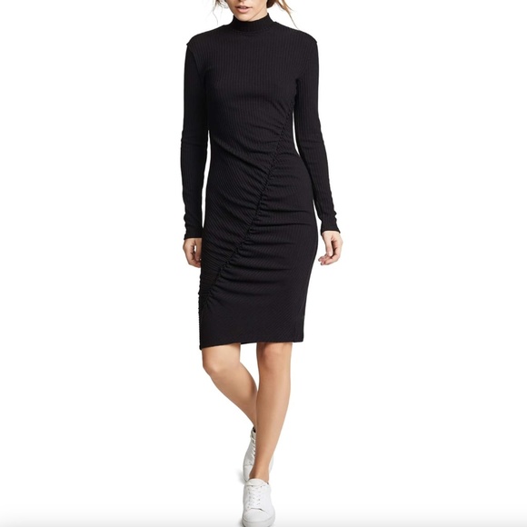 Splendid Dresses & Skirts - Splendid Mock Neck Long Sleeve Dress with Ruched Side in Black Sz Small